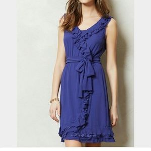 Anthropologie Baraschi royal purple ruffle dress